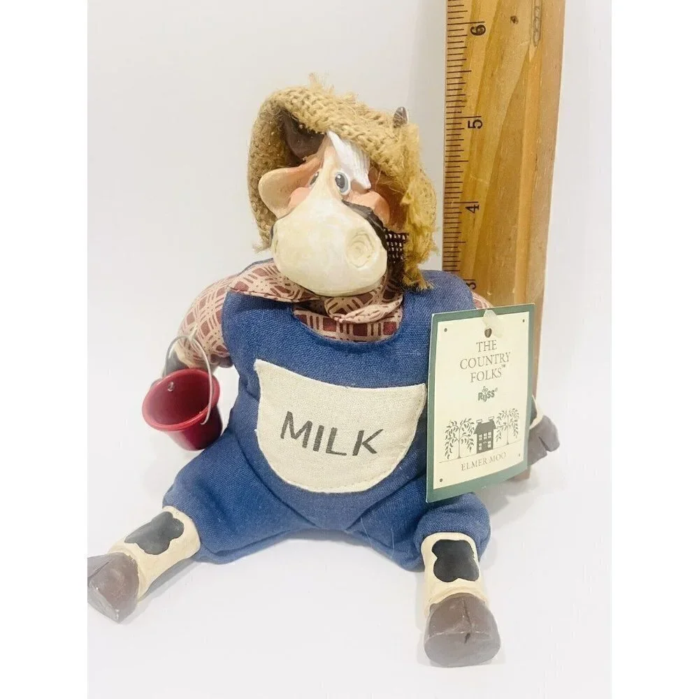 Farmer Cow Elmer Moo Shelf Sitter Figure Kathleen Kelly Critter Country Folks